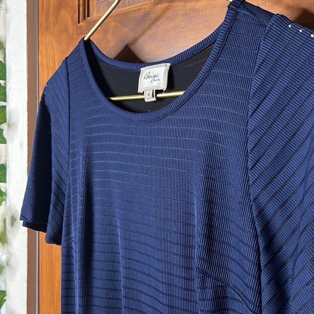 BEIGE by ECI Hankerchief Hem Midi Dress in Navy Blue - Picture 3 of 7